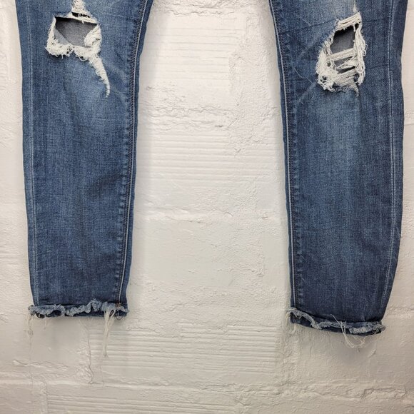 Express Women's Size 6 Jeans Ankle Legging Mid Rise Distressed Raw Hem - Picture 3 of 6